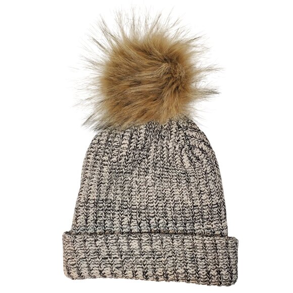 "Love Your Melon State of Hockey" Gray Beanie Cap Hat w/ Removable Faux Fur Pom - Picture 2 of 4